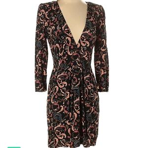 Pablo Gerard Darel Paisley Deep V Fit Flare Dress
